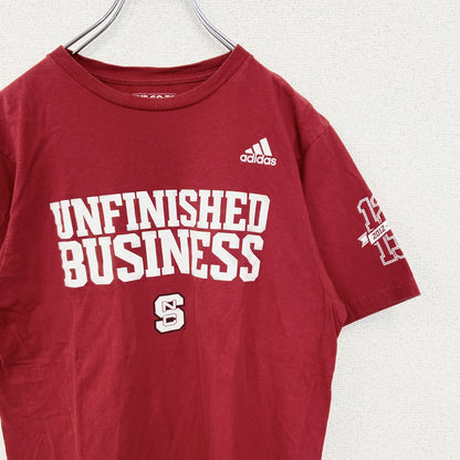 古着　used　adidas　アディダス　半袖プリントTシャツ　UNFINISHES BUSINESS　クルーネック　赤　Mサイズ