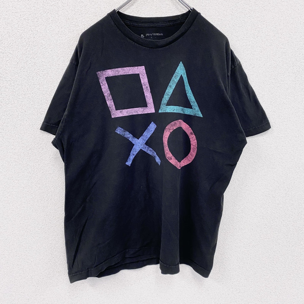 Play Station　プレイステーション　プレステ　半袖プリントTシャツ　黒　ブラック　XLサイズ