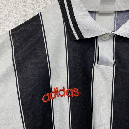 adidas　アディダス　半袖ポロシャツ　ゲームシャツ　ロンドンストライプ　黒　ブラック　白　ホワイト　Mサイズ