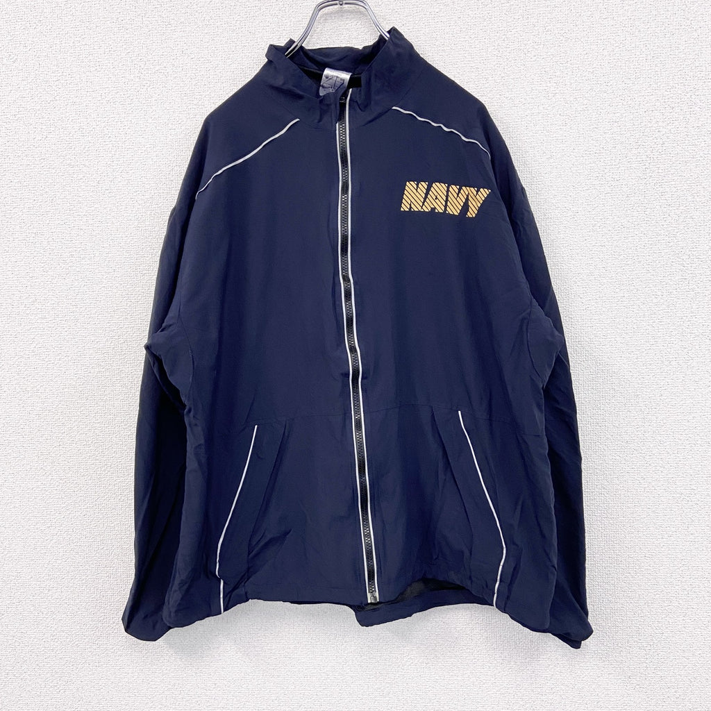 U.S.NAVY　RUNNING JACKET　ナイロンジャケット　ミリタリー　米軍　デカロゴ　紺　ネイビー　Lサイズ