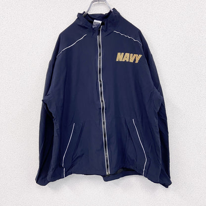U.S.NAVY　RUNNING JACKET　ナイロンジャケット　ミリタリー　米軍　デカロゴ　紺　ネイビー　Lサイズ