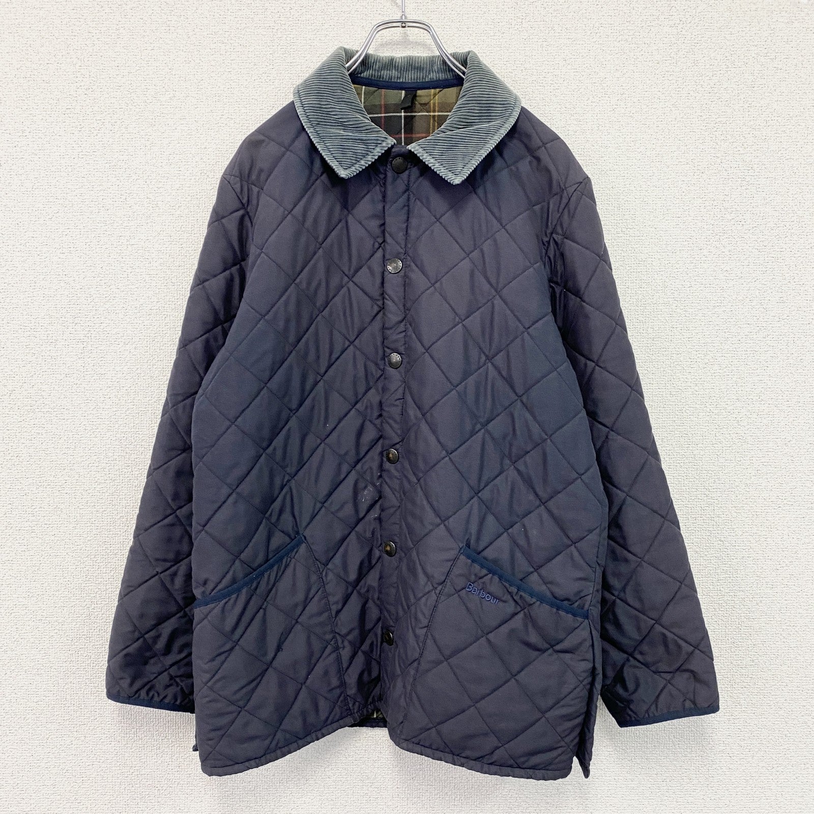 Barbour　バブアー　キルティングジャケット　コーデュロイ襟　紺　ネイビー