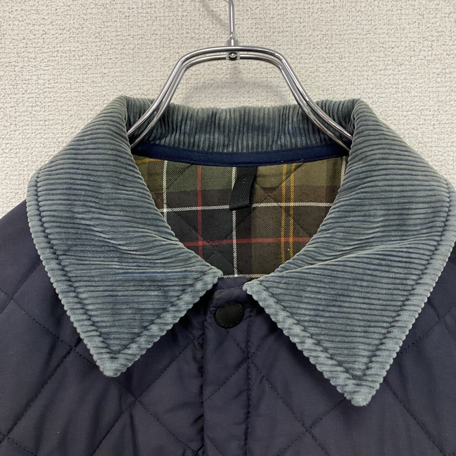 Barbour　バブアー　キルティングジャケット　コーデュロイ襟　紺　ネイビー
