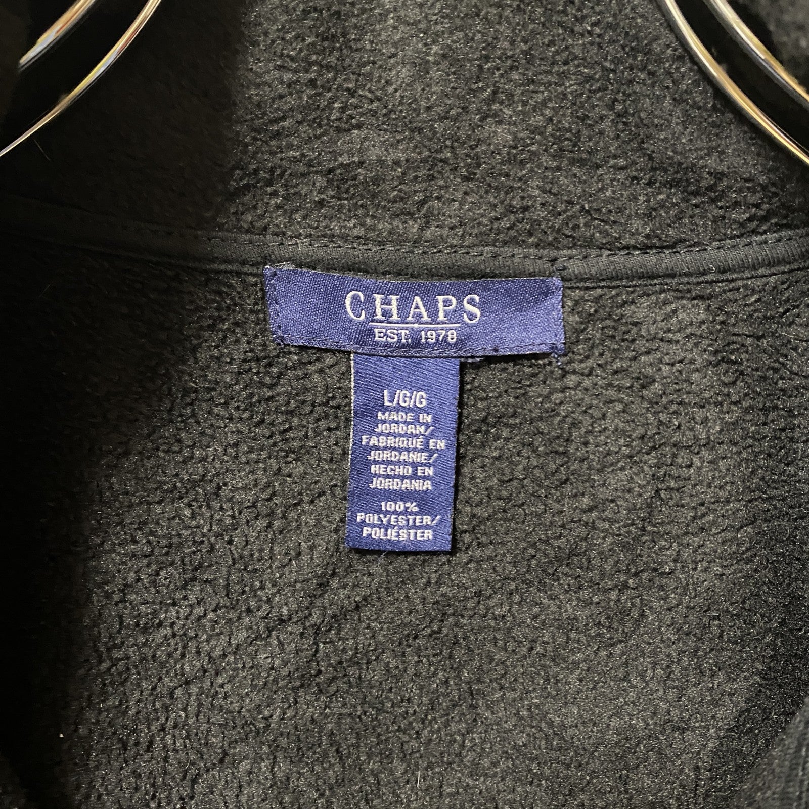 古着 used　CHAPS チャップス　フリースワークベスト　ジップアップアウター　ハイネック　ポケット　黒　ブラック　Lサイズ