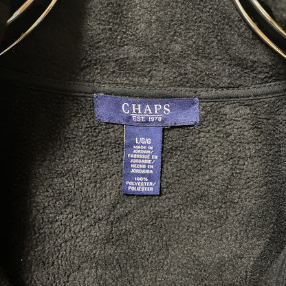 古着 used　CHAPS チャップス　フリースワークベスト　ジップアップアウター　ハイネック　ポケット　黒　ブラック　Lサイズ