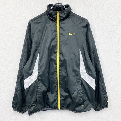 NIKE　ナイキ　フルジップジャケット　ウィンドブレーカー　スウッシュ　デカロゴ　黒　ブラック　Lサイズ