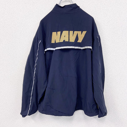U.S.NAVY　RUNNING JACKET　ナイロンジャケット　ミリタリー　米軍　デカロゴ　紺　ネイビー　Lサイズ