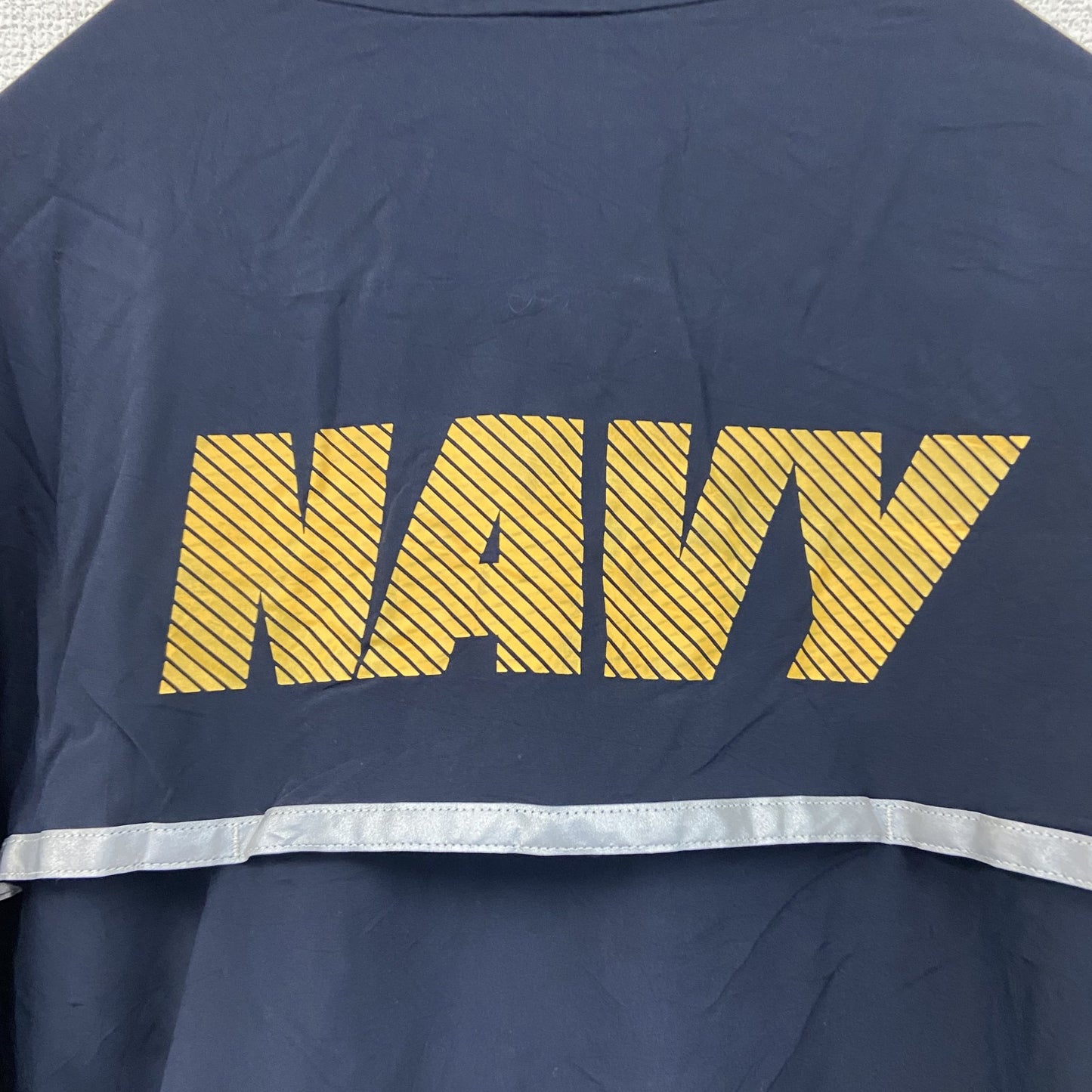 U.S.NAVY　RUNNING JACKET　ナイロンジャケット　ミリタリー　米軍　デカロゴ　紺　ネイビー　Lサイズ