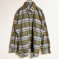 古着 used　HEMING WAY POINT　長袖チェック柄シャツ　緑　グリーン　マルチカラー　レトロ　秋冬服　Lサイズ