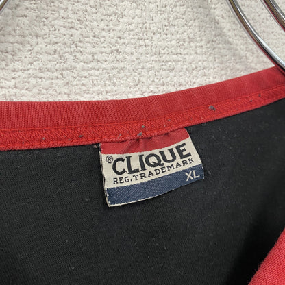 CLIQUE　半袖プリントTシャツ　リンガーT　黒　ブラック　XLサイズ
