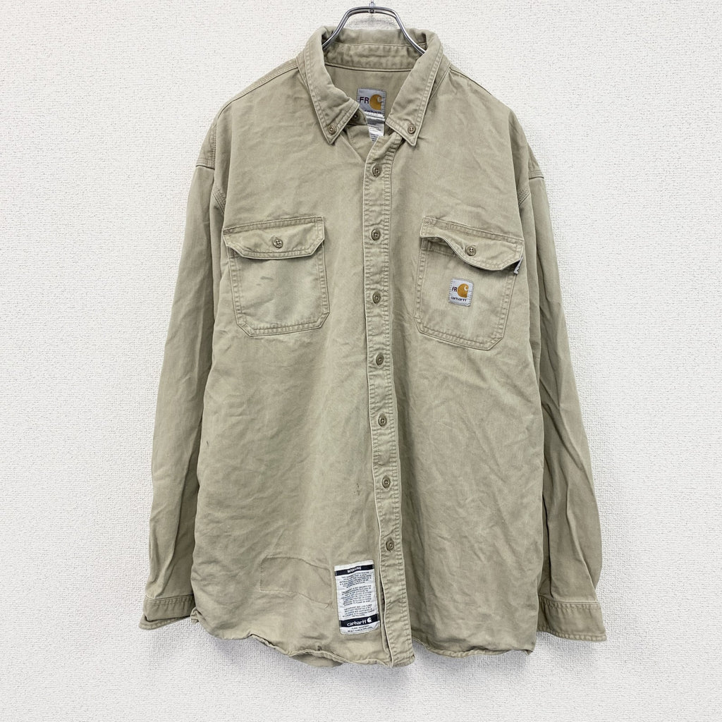 Carhartt　カーハート　長袖ボタンダウンシャツ　ワークシャツ　ベージュ　2XLサイズ