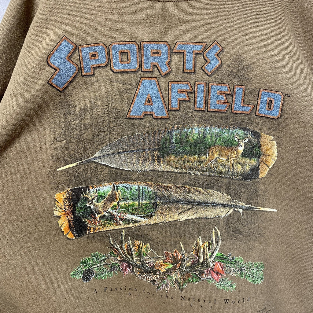 古着 used　SPORTS AFIELD 　長袖スウェット　トレーナー　アニマルプリント　鹿　オーバーサイズ　XXLサイズ