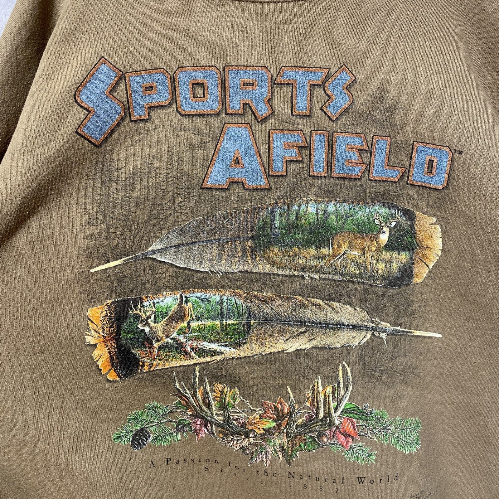 古着 used　SPORTS AFIELD 　長袖スウェット　トレーナー　アニマルプリント　鹿　オーバーサイズ　XXLサイズ