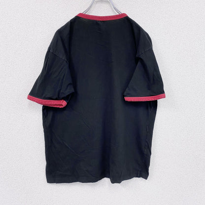 CLIQUE　半袖プリントTシャツ　リンガーT　黒　ブラック　XLサイズ