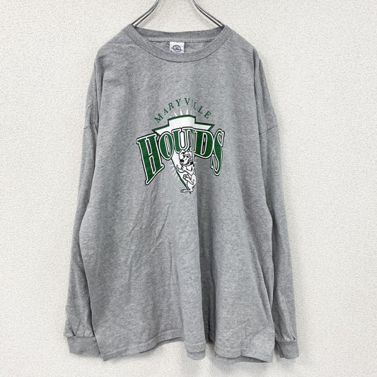 DELTA　デルタ　長袖プリントTシャツ/ロンT　灰色　グレー　3XLサイズ