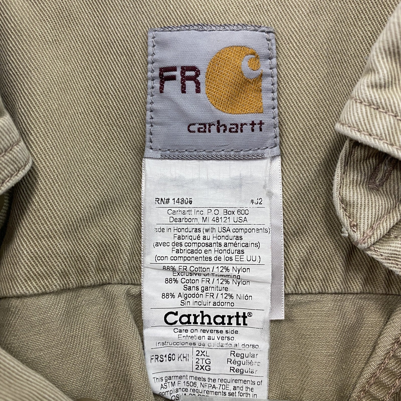 Carhartt　カーハート　長袖ボタンダウンシャツ　ワークシャツ　ベージュ　2XLサイズ