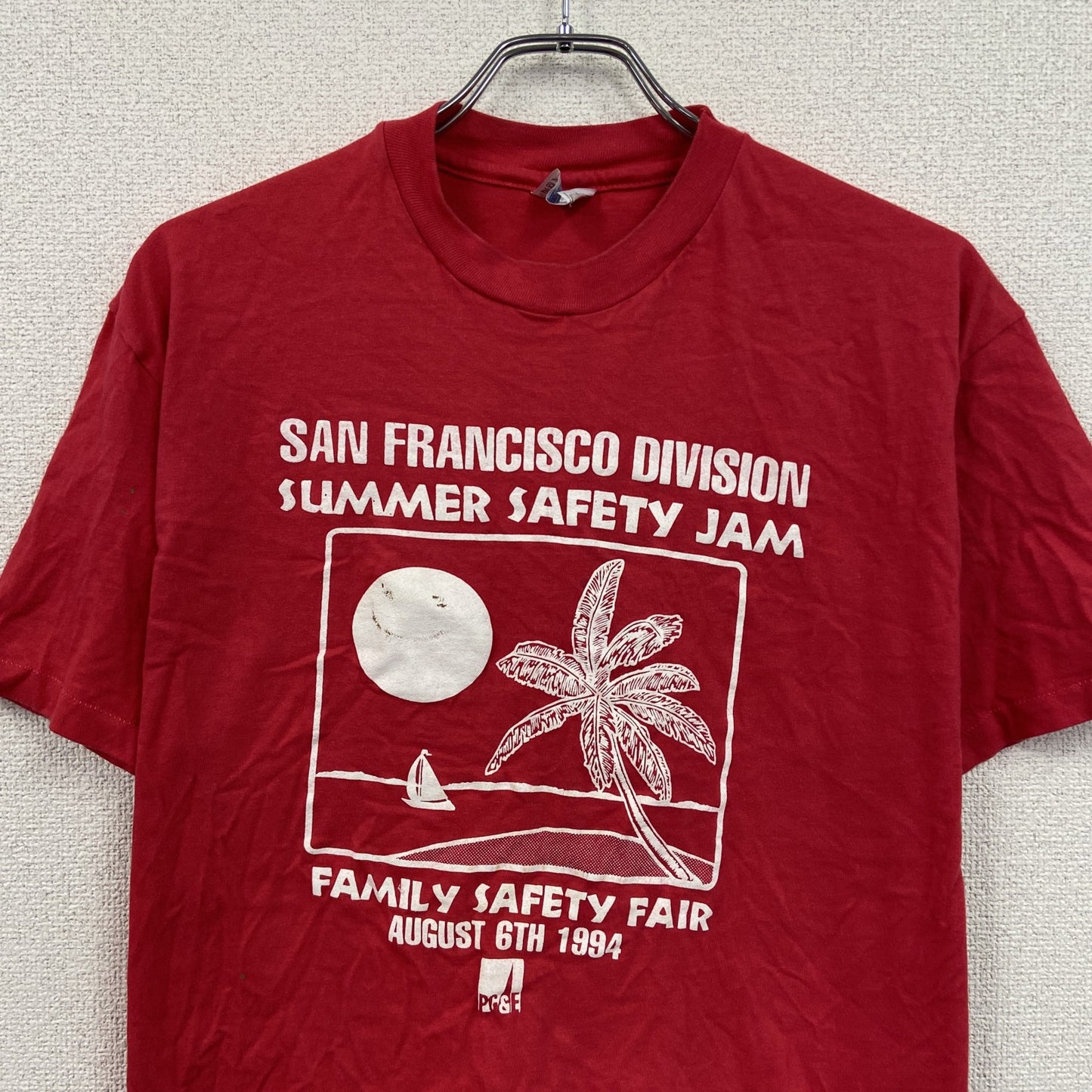 90s　Hanes　 ヘインズ　半袖プリントTシャツ　ヴィンテージ　シングルステッチ　赤　レッド　Lサイズ