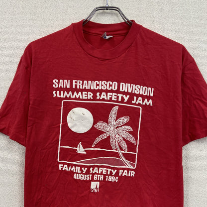 90s　Hanes　 ヘインズ　半袖プリントTシャツ　ヴィンテージ　シングルステッチ　赤　レッド　Lサイズ