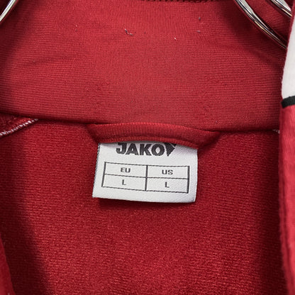 JAKO　ヤコ　トラックジャケット/ジャージ　フロッキープリント　刺繍ロゴ　赤　レッド　Lサイズ