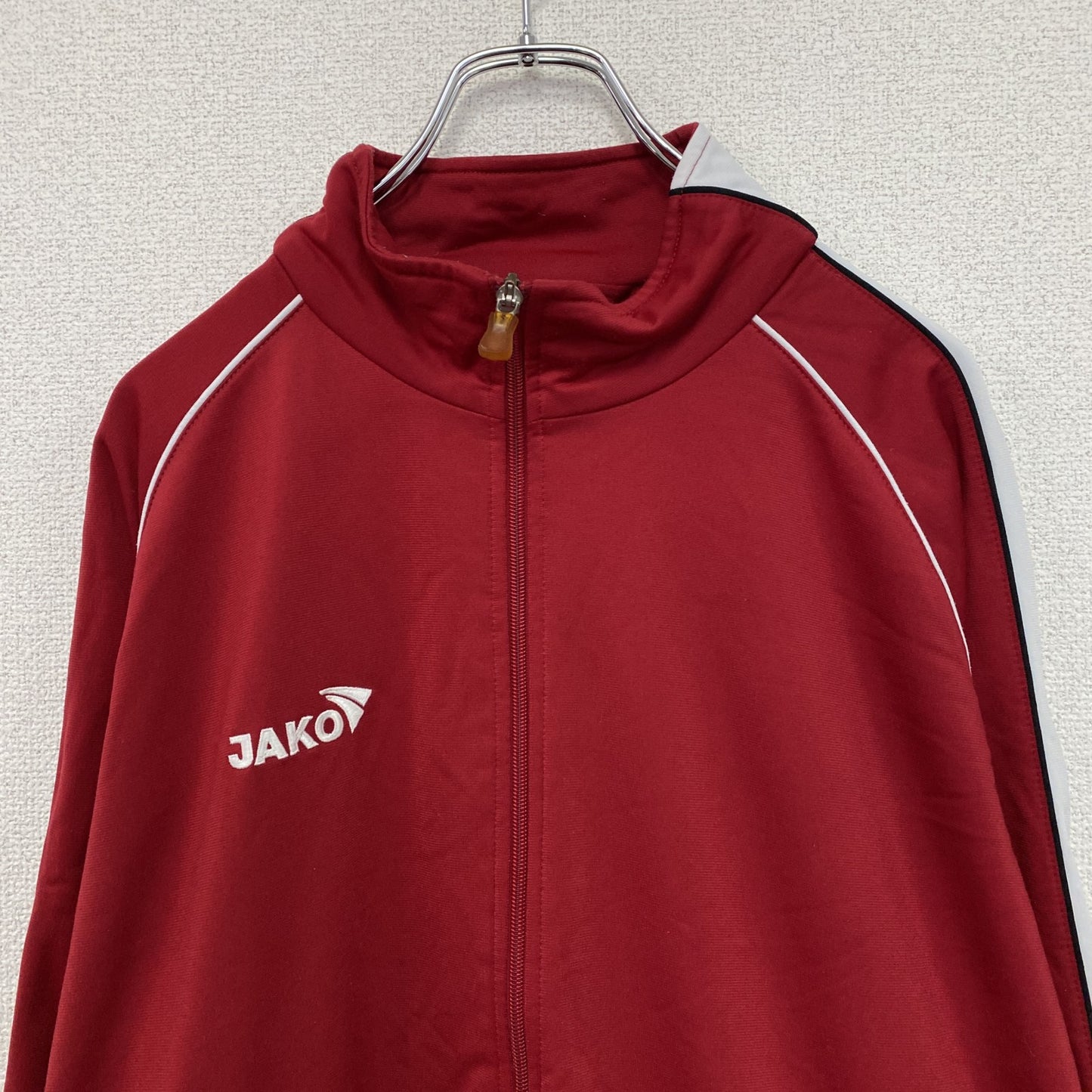 JAKO　ヤコ　トラックジャケット/ジャージ　フロッキープリント　刺繍ロゴ　赤　レッド　Lサイズ