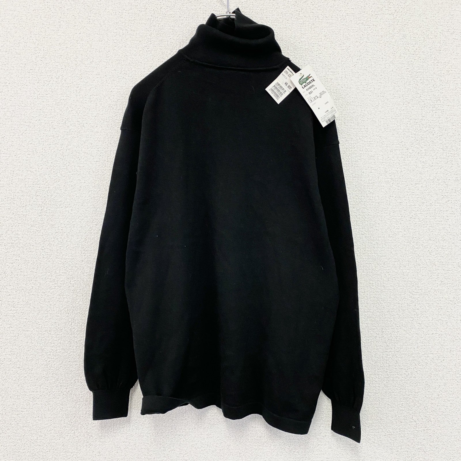 LACOSTE　ラコステ　タートルネックコットンニットセーター　黒　ブラック　3サイズ