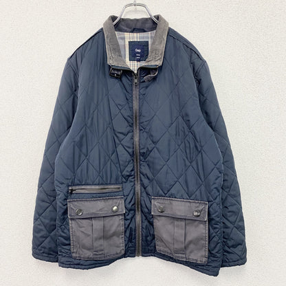 GAP　ギャップ　キルティングジャケット　コーデュロイ襟　エルボーパッチ　紺　ネイビー　Lサイズ