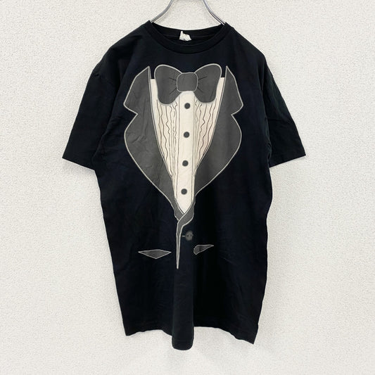 Bayisland　半袖プリントTシャツ　だまし絵　タキシード　黒　ブラック　XLサイズ