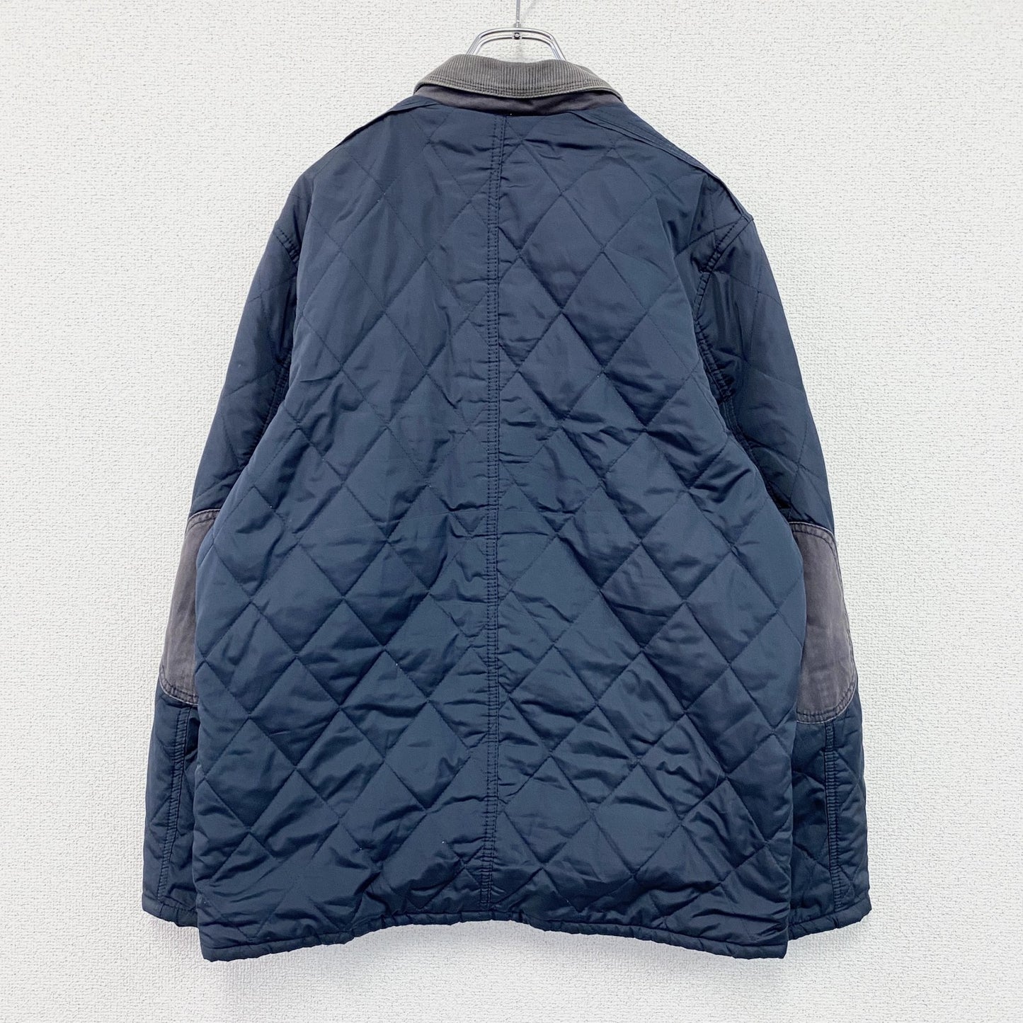 GAP　ギャップ　キルティングジャケット　コーデュロイ襟　エルボーパッチ　紺　ネイビー　Lサイズ