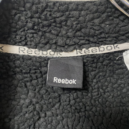 古着 used　Reebok リーボック　長袖フリースジャケット　ワンポイントロゴ刺繍アウター　ハイネック　ホワイト　Sサイズ