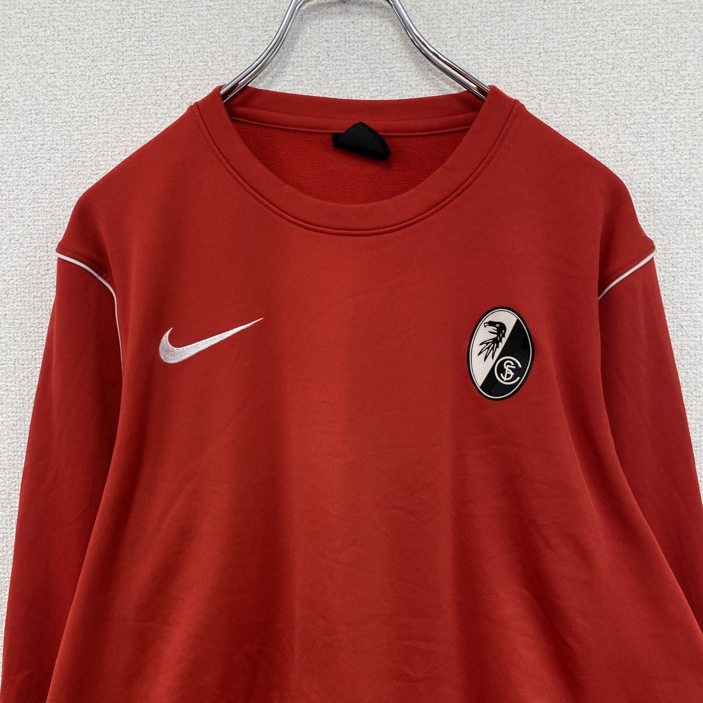 NIKE　ナイキ　DRI-FIT　長袖Tシャツ/ロンT　スウッシュ　デカロゴ　赤　レッド　Lサイズ