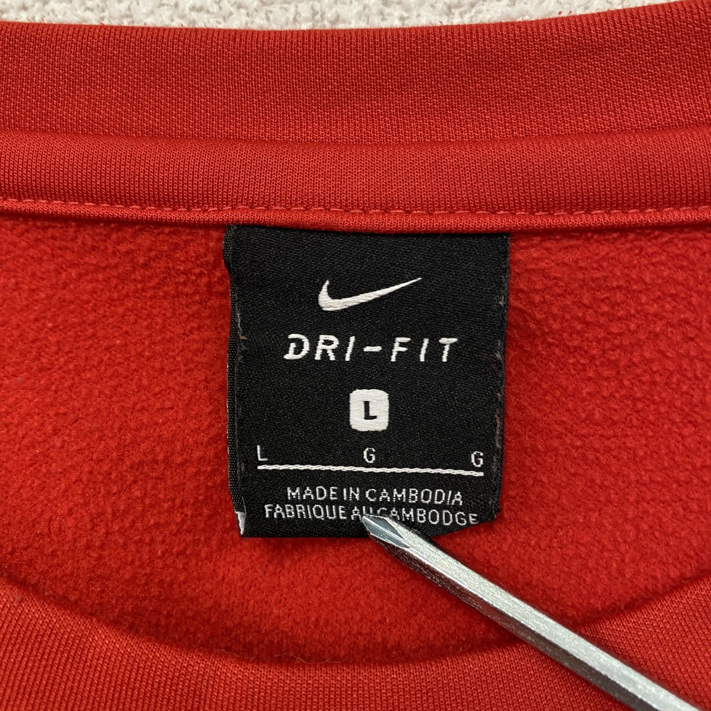 NIKE　ナイキ　DRI-FIT　長袖Tシャツ/ロンT　スウッシュ　デカロゴ　赤　レッド　Lサイズ