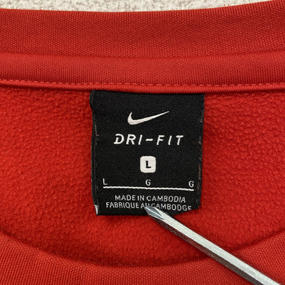 NIKE　ナイキ　DRI-FIT　長袖Tシャツ/ロンT　スウッシュ　デカロゴ　赤　レッド　Lサイズ