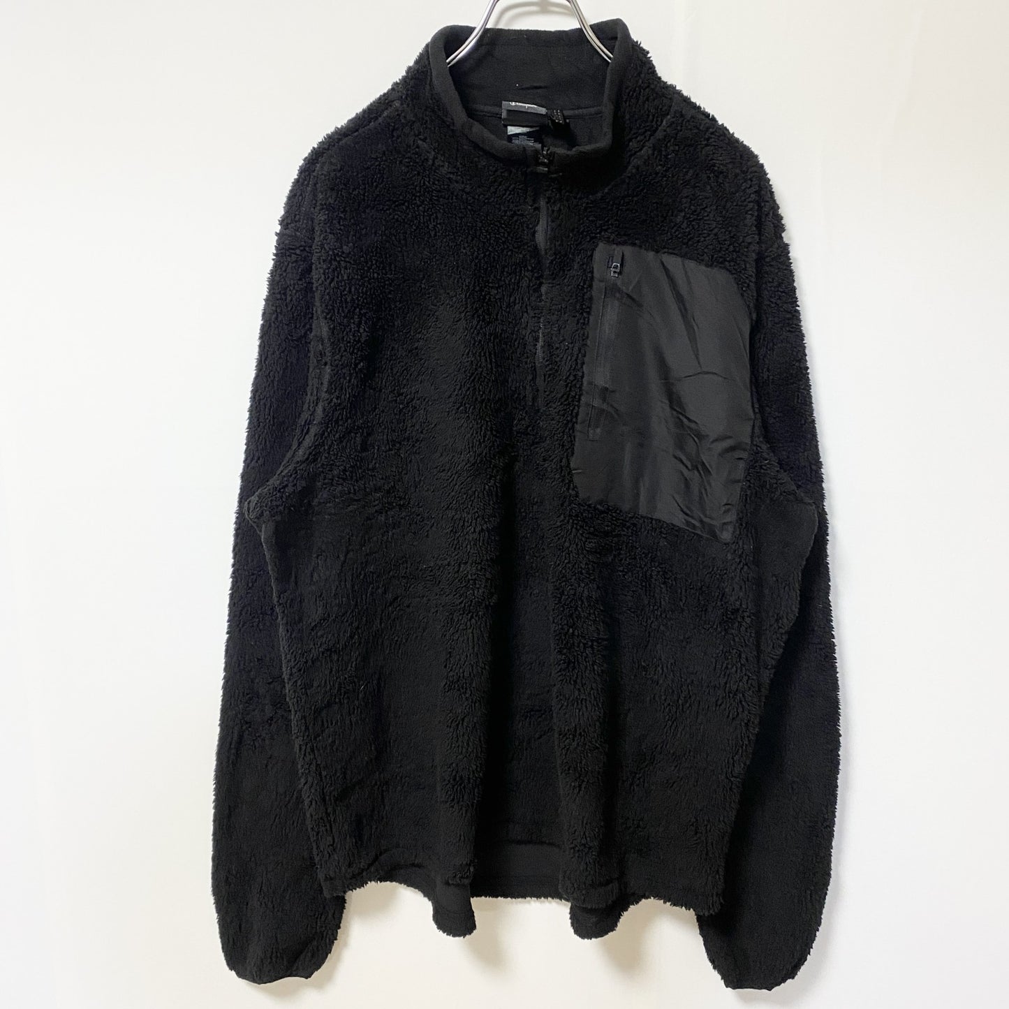 古着 used　Champion チャンピオン　長袖フリースジャケット　ボアブルゾン　黒　ブラック　無地　ノームコア　Lサイズ