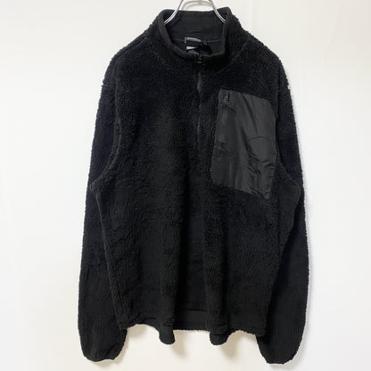古着 used　Champion チャンピオン　長袖フリースジャケット　ボアブルゾン　黒　ブラック　無地　ノームコア　Lサイズ