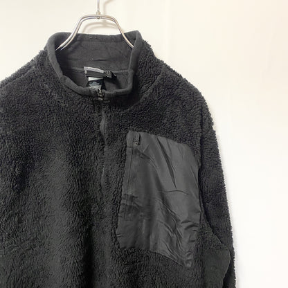 古着 used　Champion チャンピオン　長袖フリースジャケット　ボアブルゾン　黒　ブラック　無地　ノームコア　Lサイズ