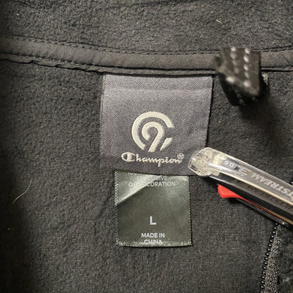 古着 used　Champion チャンピオン　長袖フリースジャケット　ボアブルゾン　黒　ブラック　無地　ノームコア　Lサイズ