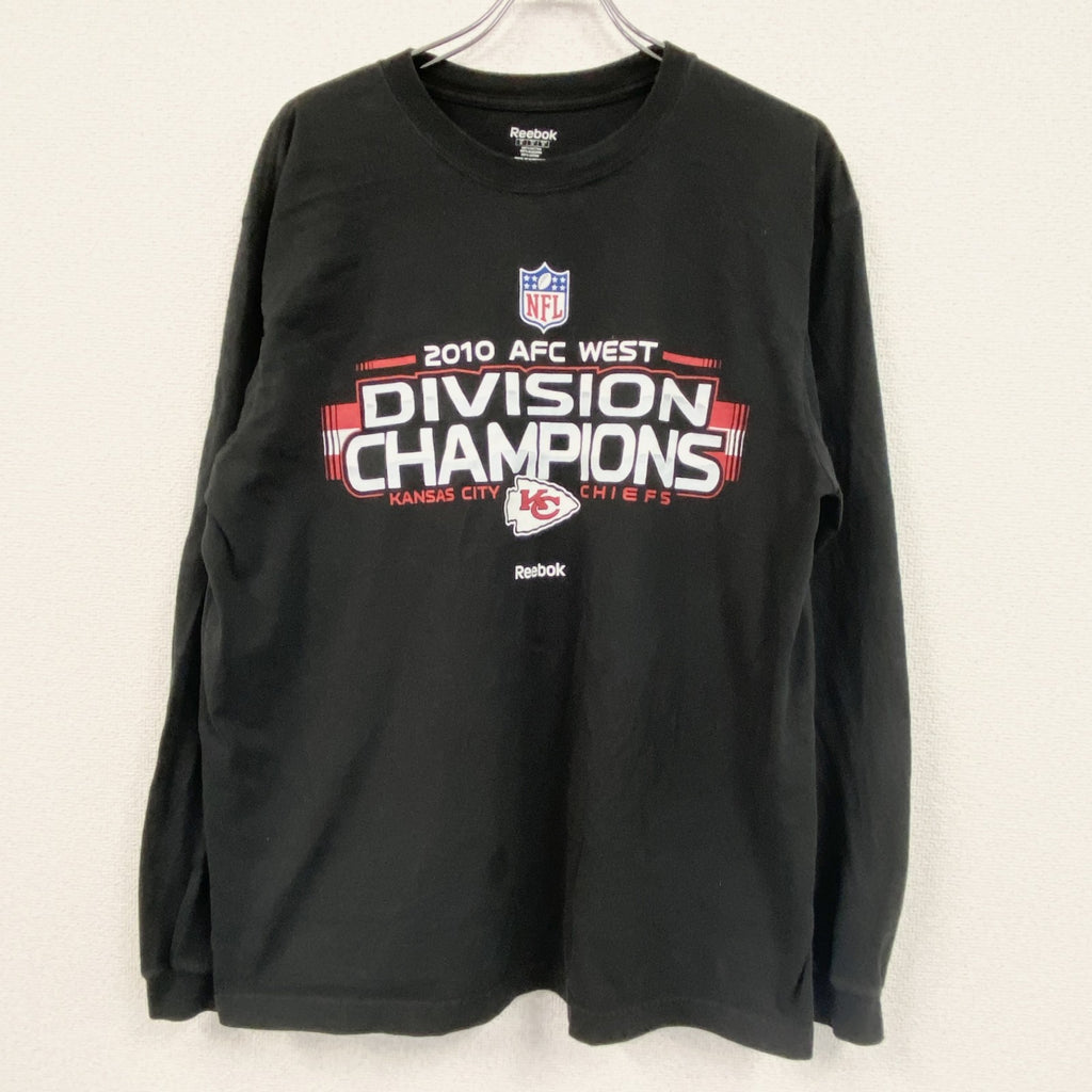 NFL　Reebok　リーボック　長袖プリントTシャツ　黒　ブラック　XLサイズ