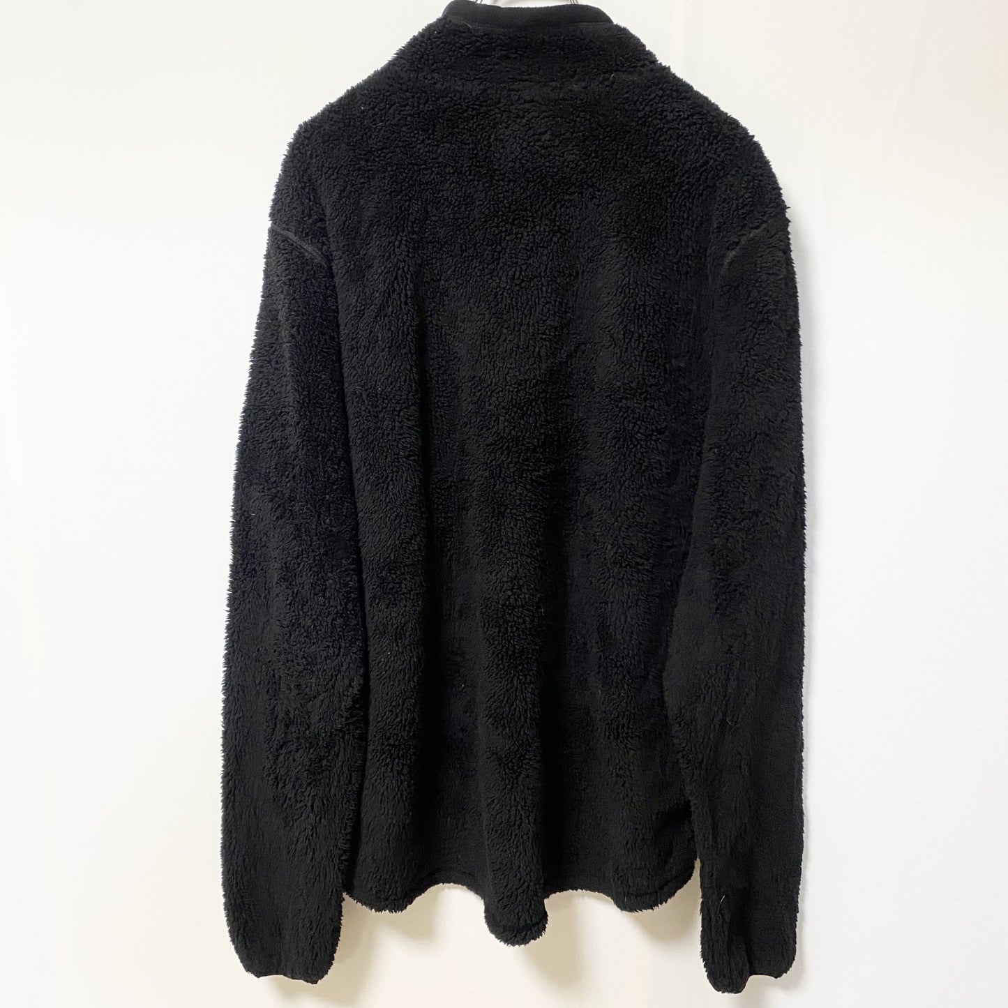古着 used　Champion チャンピオン　長袖フリースジャケット　ボアブルゾン　黒　ブラック　無地　ノームコア　Lサイズ