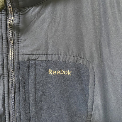 古着 used　Reebok リーボック　長袖フリースジャケット　ナイロン　ワンポイントロゴプリント　ネイビー　XXXLサイズ