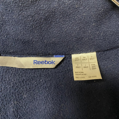 古着 used　Reebok リーボック　長袖フリースジャケット　ナイロン　ワンポイントロゴプリント　ネイビー　XXXLサイズ