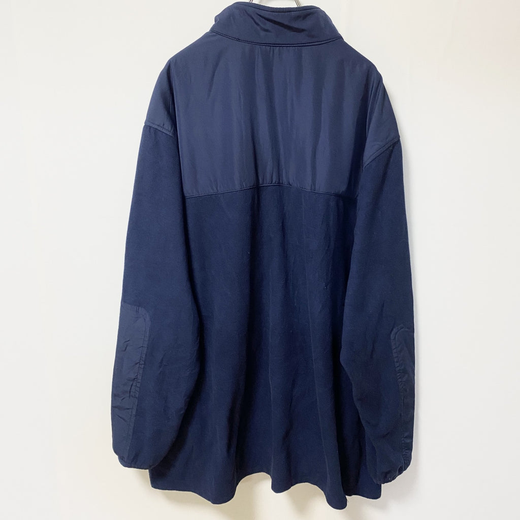 古着 used　Reebok リーボック　長袖フリースジャケット　ナイロン　ワンポイントロゴプリント　ネイビー　XXXLサイズ