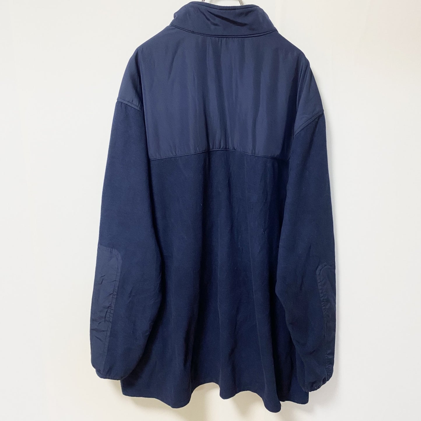 古着 used　Reebok リーボック　長袖フリースジャケット　ナイロン　ワンポイントロゴプリント　ネイビー　XXXLサイズ