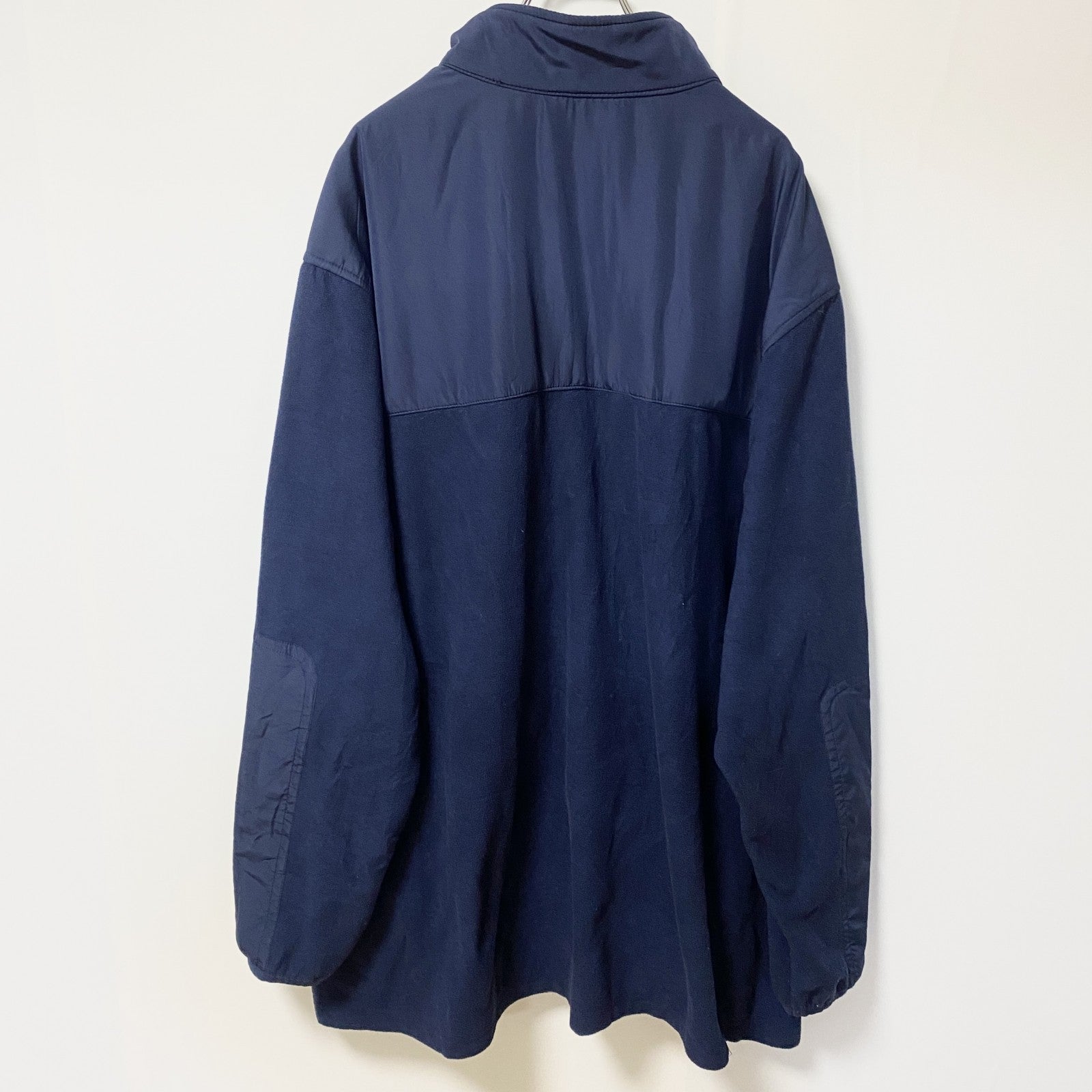 古着 used　Reebok リーボック　長袖フリースジャケット　ナイロン　ワンポイントロゴプリント　ネイビー　XXXLサイズ