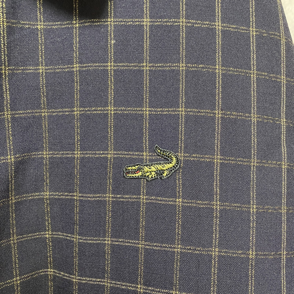 古着 used　CROCODILE 　長袖ワンポイントロゴ刺繍ブルゾン　チェック柄　黒　ブラック　ワニ　Lサイズ　