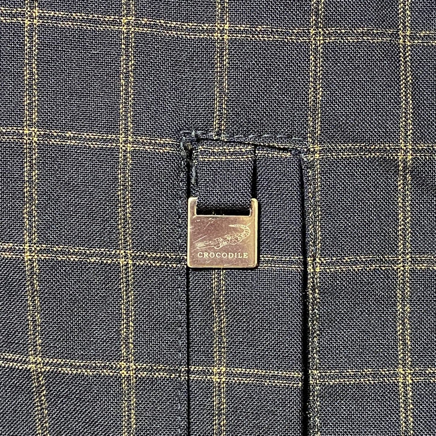 古着 used　CROCODILE 　長袖ワンポイントロゴ刺繍ブルゾン　チェック柄　黒　ブラック　ワニ　Lサイズ　