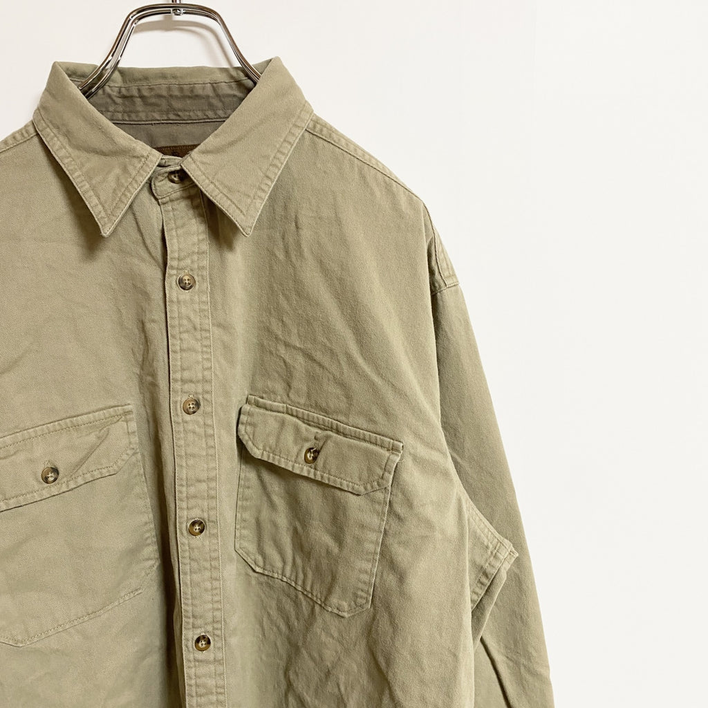 古着 used　faded glory　フェイデッドグローリー　長袖ワークシャツ　ベージュ　秋冬服　レトロ　Lサイズ