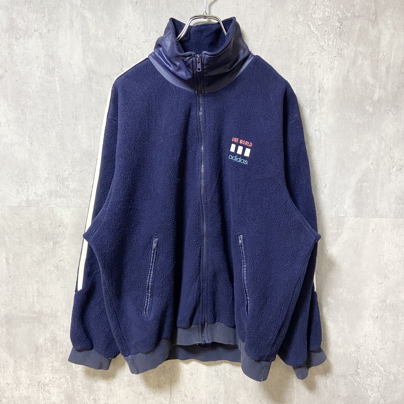 古着　used　～90s　adidas アディダス　ONE WORLD　フリースジャケット　トラックジャケット　ハイネック　