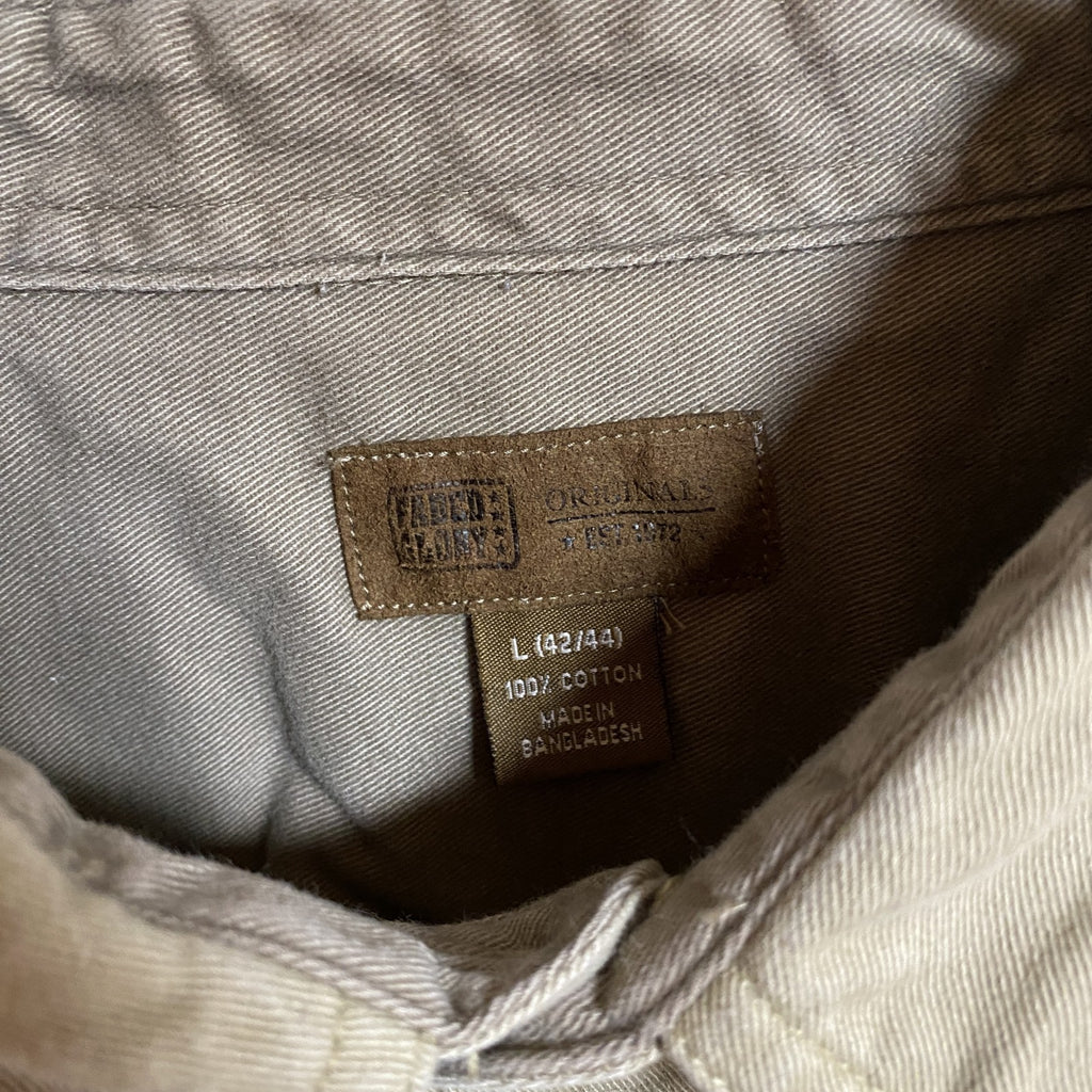 古着 used　faded glory　フェイデッドグローリー　長袖ワークシャツ　ベージュ　秋冬服　レトロ　Lサイズ