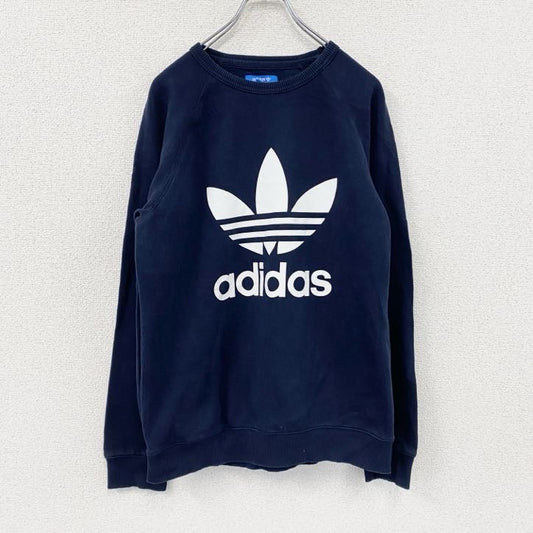adidas　アディダス　スウェット/トレーナー　ラグランスリーブ　トレフォイルロゴ　デカロゴ　紺　ネイビー　Mサイズ