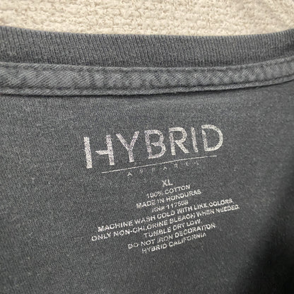 HYBRID　半袖プリントTシャツ　黒　ブラック　XLサイズ